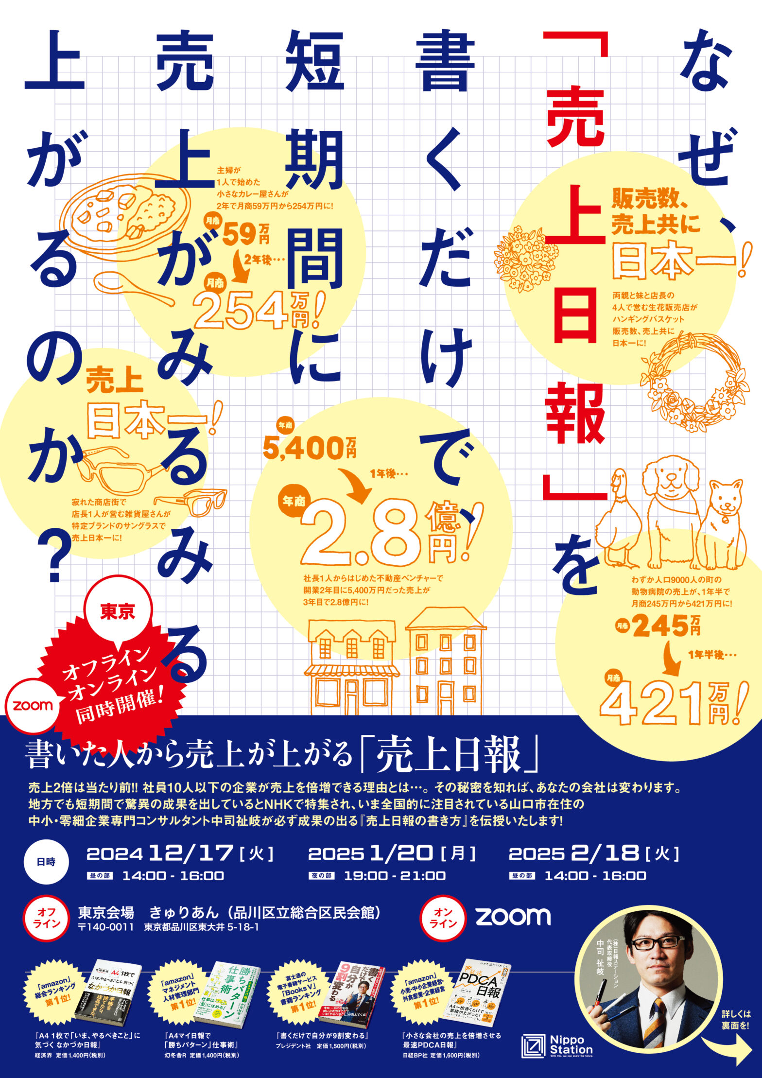 【リアル&オンライン同時開催】2/18(火) 書いた人から売上が上がる『売上日報』セミナー!!