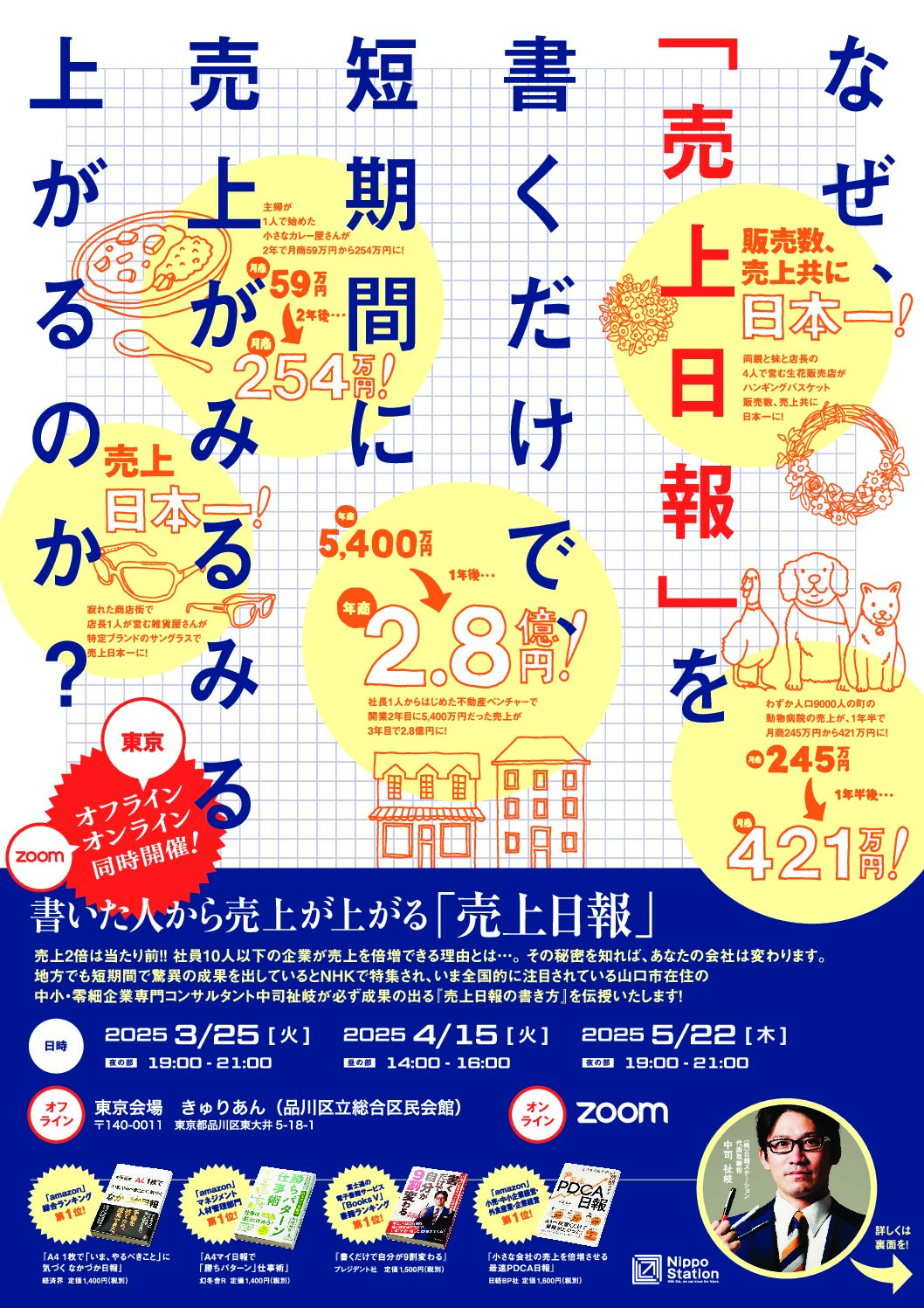 【リアル&オンライン同時開催】5/22(木) 書いた人から売上が上がる『売上日報』セミナー!